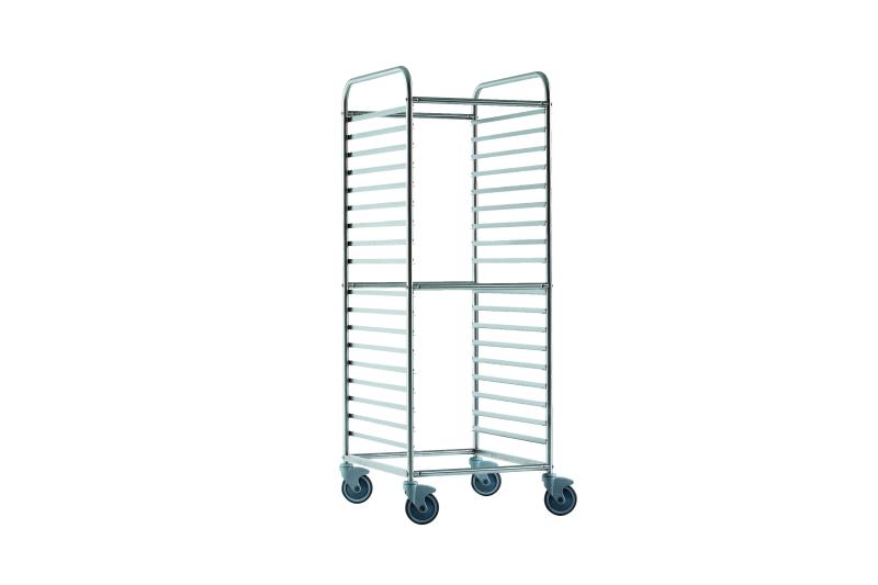 Gastronorm-Wagen aus Edelstahl mit Nietkonstruktion, 18 GN 2/1 oder 36 GN 1/1, H 65 mm