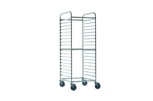 Carrello Gastronorm in Acciaio Inox con Rivetti, 18 Teglie 2/1 o 36 Teglie 1/1, H 65 mm