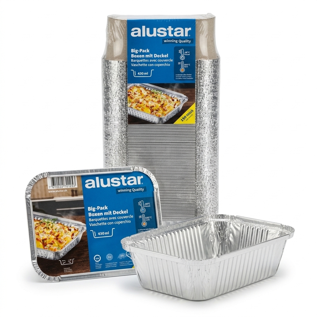 Barquettes en Aluminium Alustar 0,4 L avec Couvercle (150 pcs)