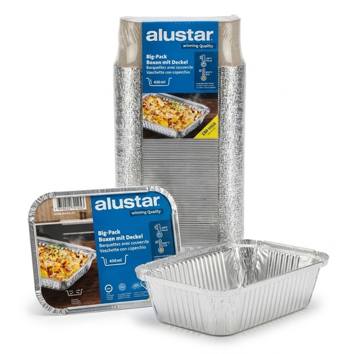 Aluschalen Alustar 0,4 L mit Deckel (150 Stk)