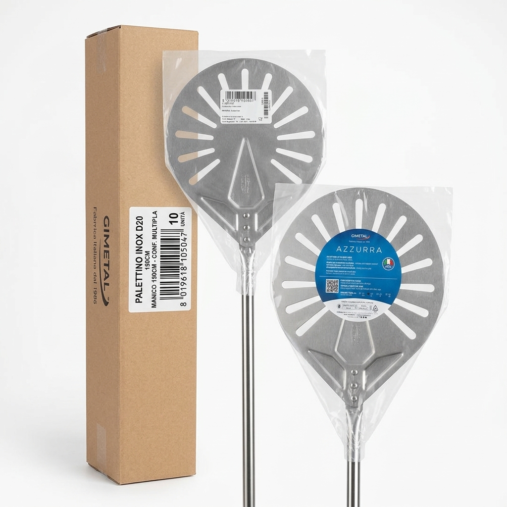 Pelle à Pizza Perforée Inox Ø20 cm Manche 150 cm — GI.Metal