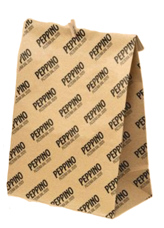 Busta In Carta Mod. Easy Personalizzato Peppino Col. Avana 25*15*36h Scritte Nere -150pz krt - krt Pack 