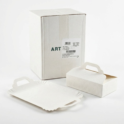 Gebäckschachteln Damast Weiss 17x24x5,5 cm (100 Stück) — BP Cartotecnica