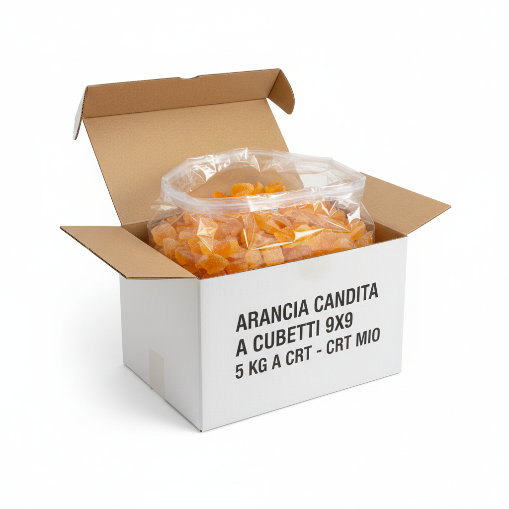 Kandierte Orangenwürfel 9x9 5kg Krt - Krt Mio