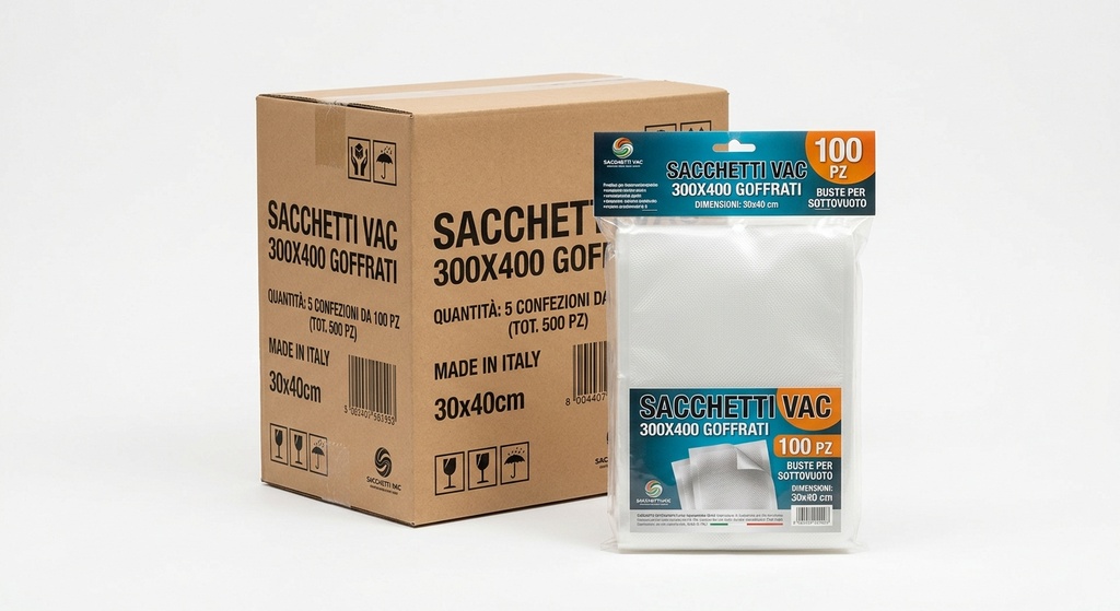 Sacchetti Vac 300x400 Goffrati 100pz A pkg - 5 pkg krt - pkg Mus 