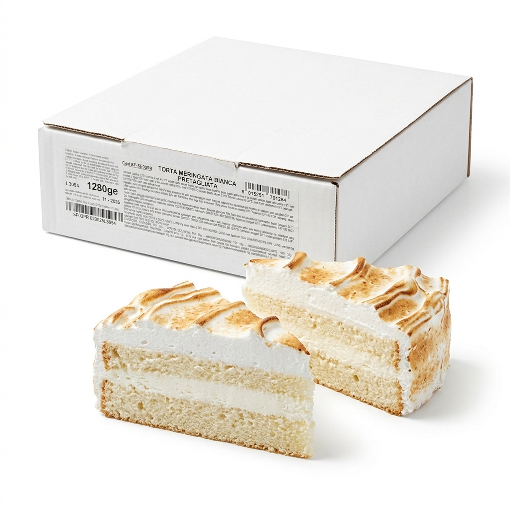 White Meringue Cake Pre-sliced 12 Slices 1280 g