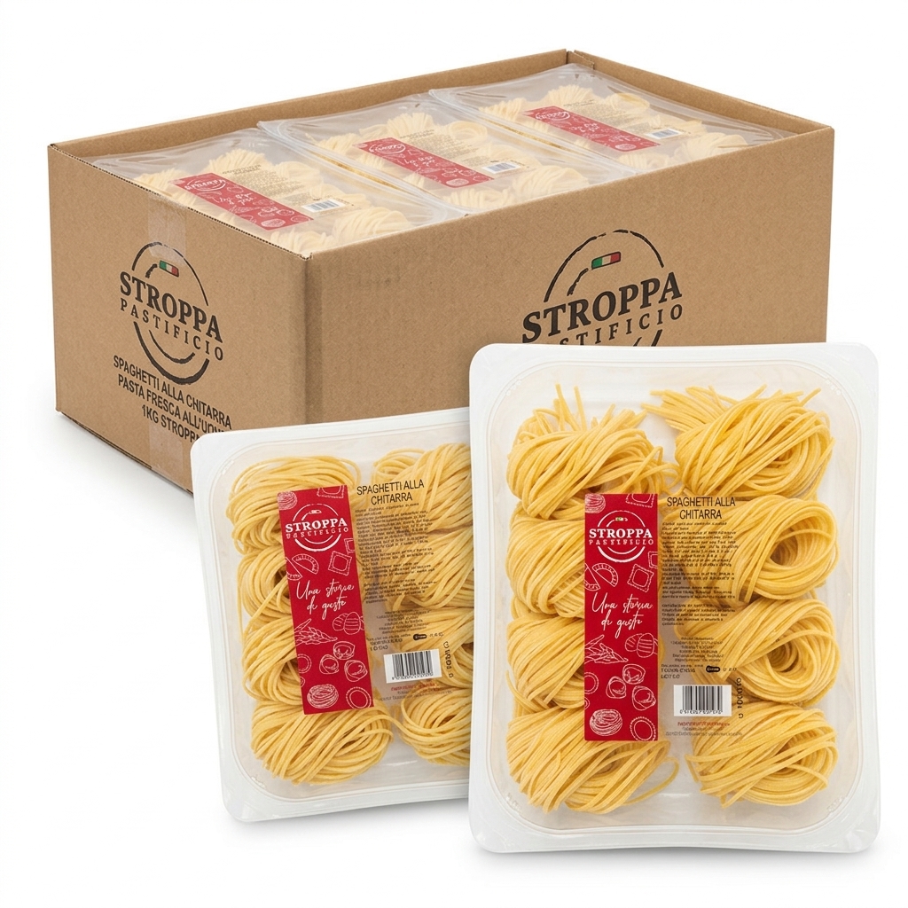 Spaghetti alla Chitarra Pasta Fresca all'Uovo 1 kg (Cartone 6) — Pastificio Stroppa