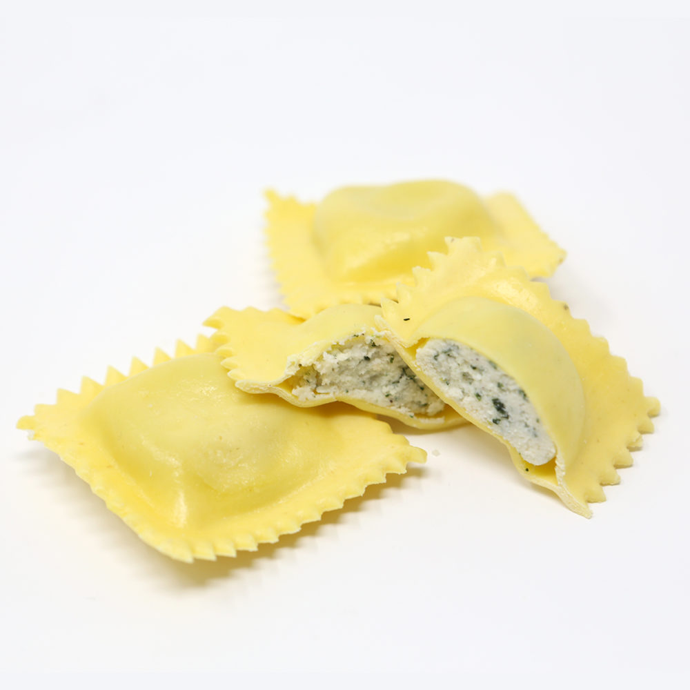 RAVIOLI QUADR. RICOTTA E SPINACI PASTA FRESCA  NO ADDITIVI 1KG PZ 8 A CRT STR