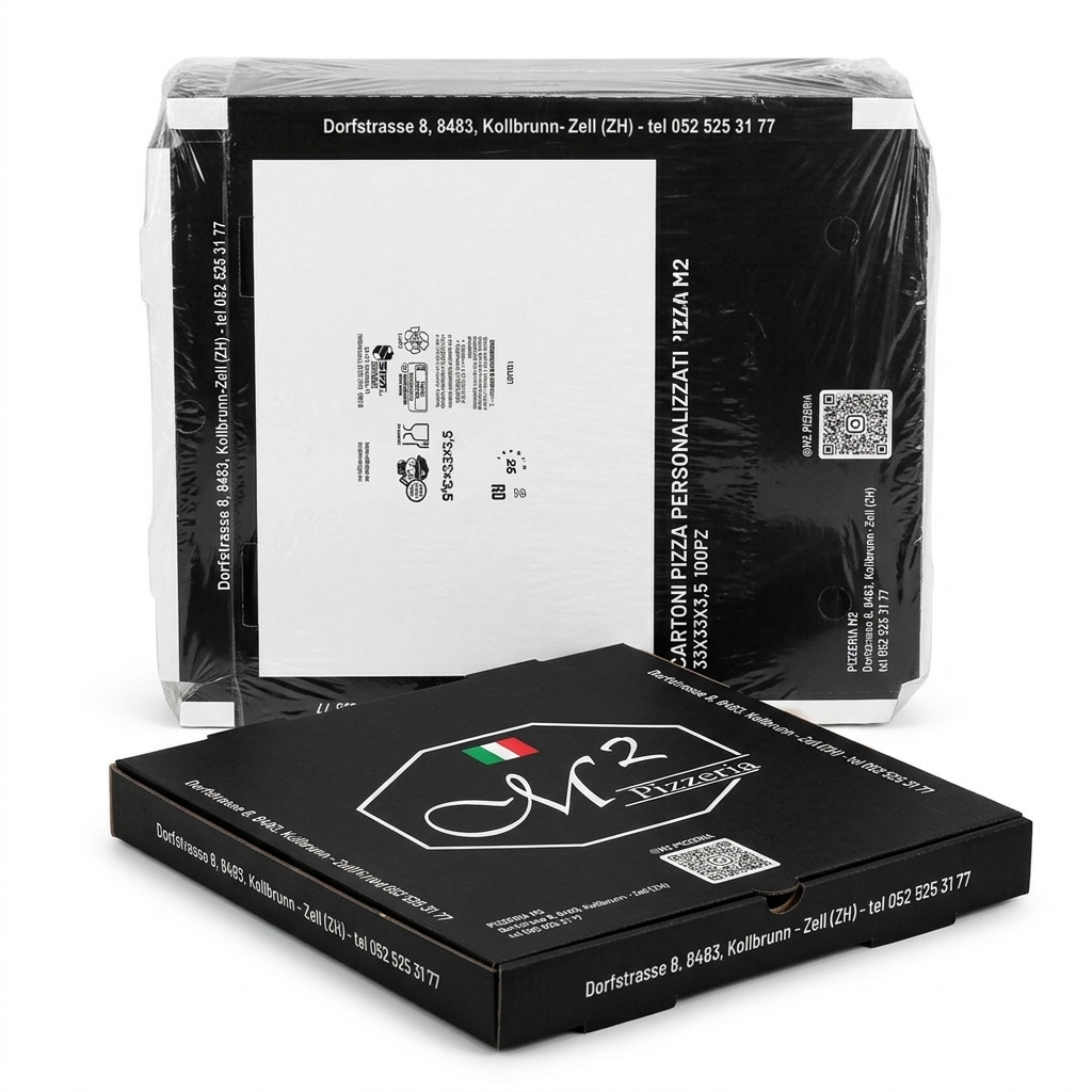 Cartoni Pizza Personalizzati Pizzeria M2 innen geriffelt 33x33x3,5 cm 100 Stk — SIFA