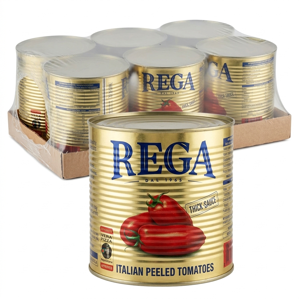 Italian Whole Peeled Tomatoes 6 × 2.5 kg — Strianese (Agriconserve Rega)