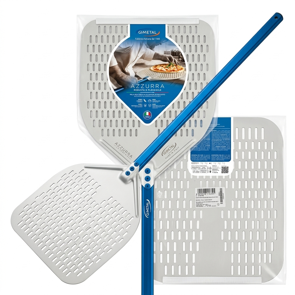 Azzurra Perforated Rectangular Pizza Peel 36 cm 120 cm Handle — Gi.Metal