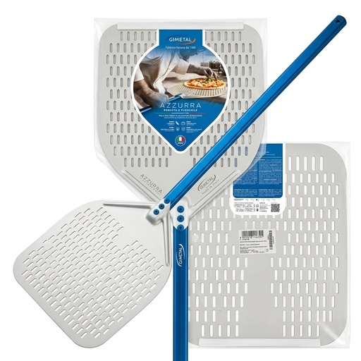 Pizzaschieber Azzurra Perforiert Rechteckig 36 cm Griff 120 cm — Gi.Metal