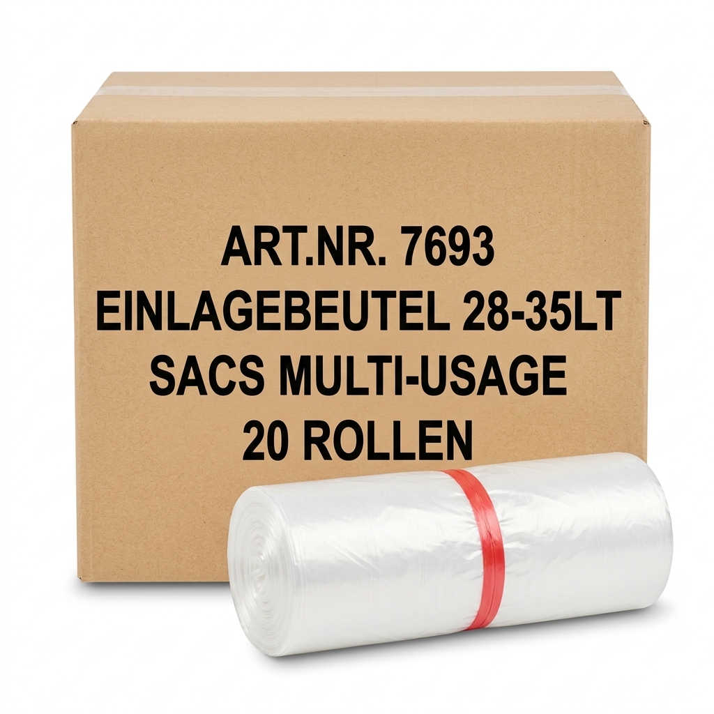 Sacco Spazzatura Trasparente 28-35L 30pz Rotolo 20 Rotoli case AL