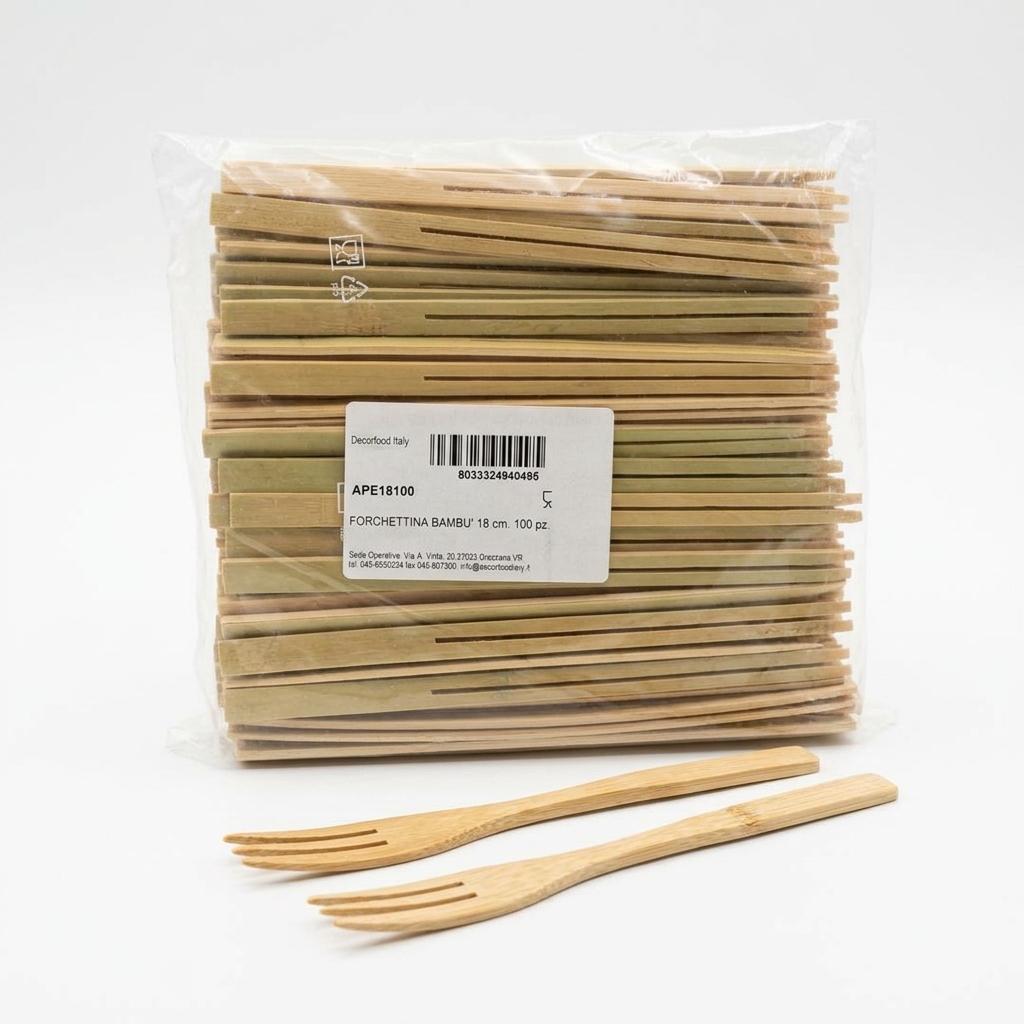 Einweggabel aus Bambus 18 cm 100 Stk — DecorFood Italy