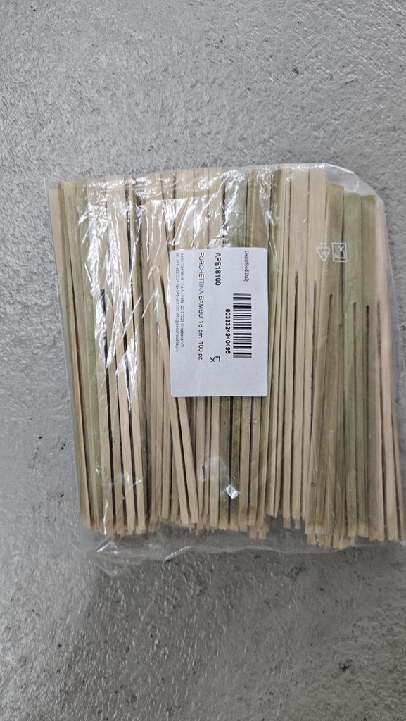 DISPOSABLE BAMBOO FORK 18 CM 100 PCS PACK DEC