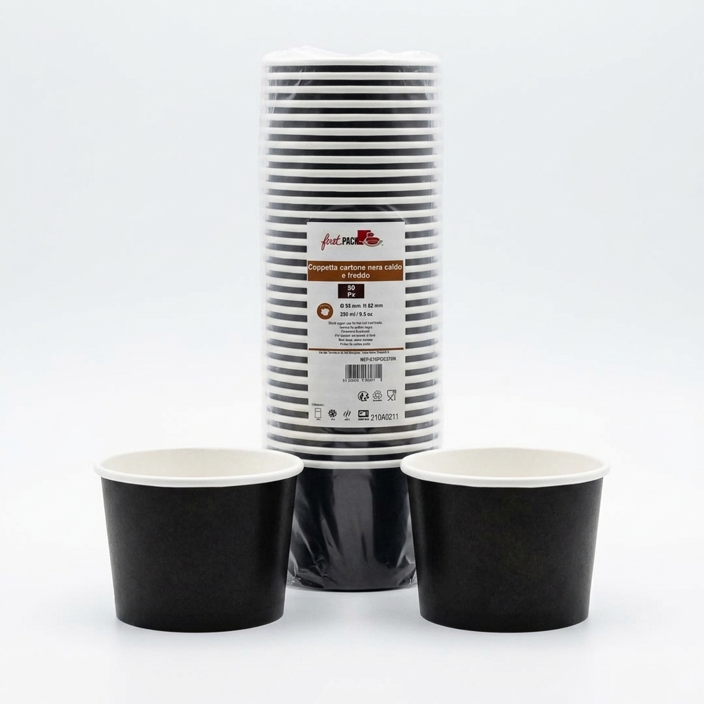 Coupelle en Carton Noire pour Glace 280ml Chaud/Froid (50 pcs)
