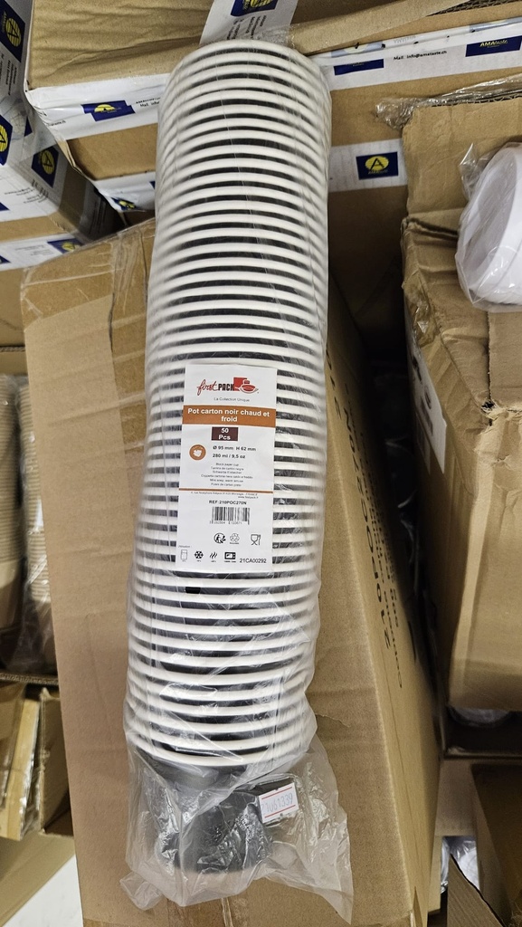 COPPETTA GELATO NERA CALDO FREDDO DIAM 95MM H62MM 280ML 50PZ CONF 10CONF CRT FIRST