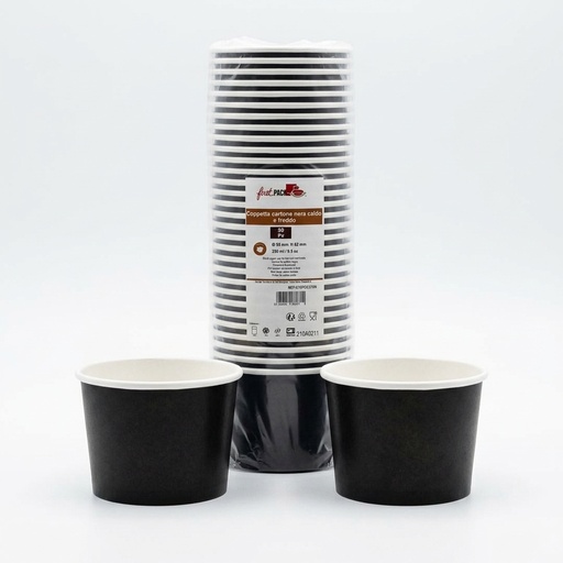 Schwarzer Kartonbecher für Eis 280ml Heiss/Kalt (50 Stk)