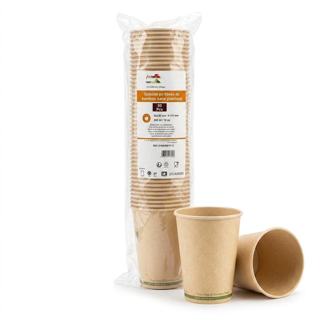 Becher aus Bambusfaser Biologisch Abbaubar 350 ml 50 Stk — FIRST
