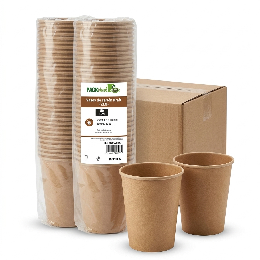 Bicchiere in Carta Kraft Zen 400ml Ø90mm H110mm 50pz — Firplast