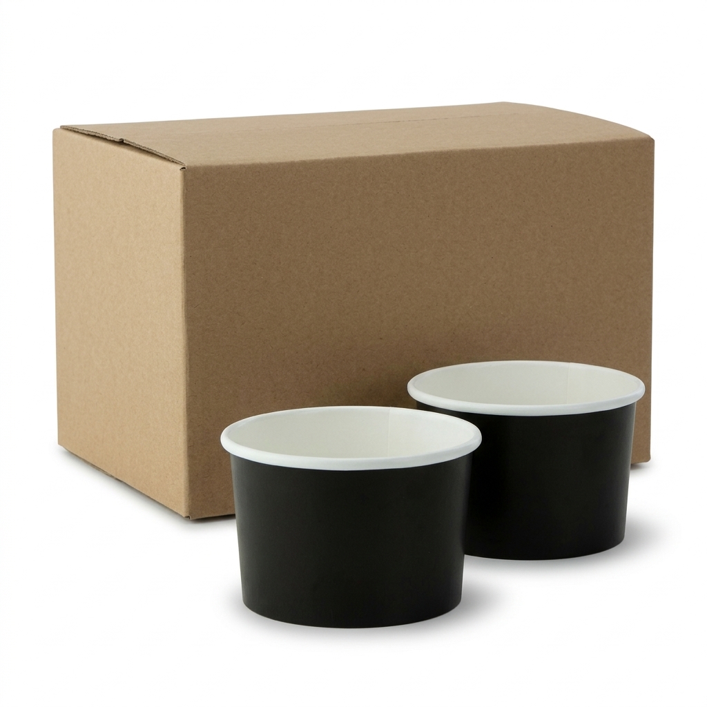 Black Cardboard Ice Cream Cup 130ml D80 H42mm 50pcs Pack 20 Pack Crt First