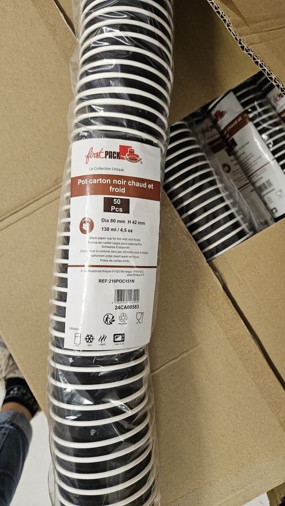 Eisbecher Karton Schwarz 130ml D80 H42mm 50Stk Pkg 20 Pkg Krt First