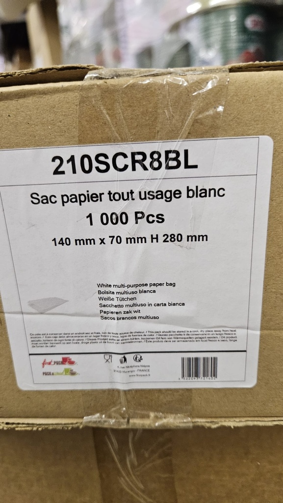 Sacchetto Carta Bianca Multiuso 140mm x 70mm H280mm 1000pz carton FIRST