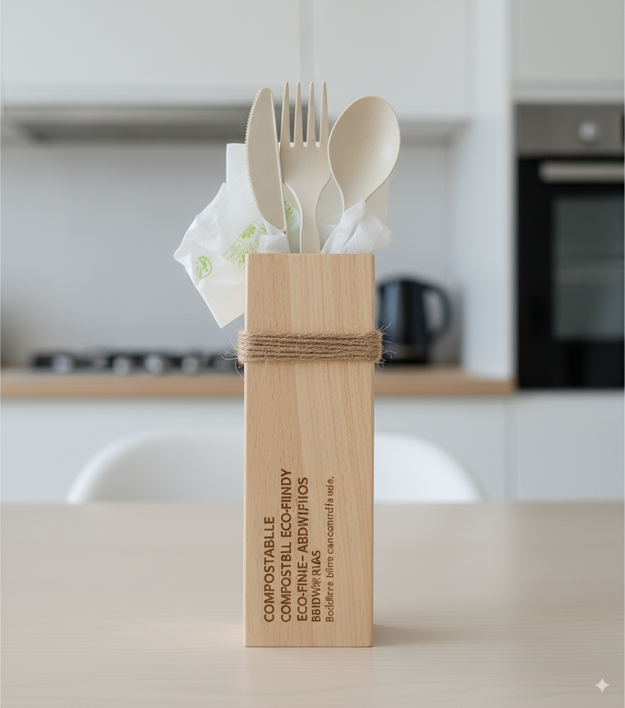 KIT POSATE IN FIBRA DI BAMBU E CPLA 4/1 220X63mm PZ50X5CONF 250PZ CRT FIRST