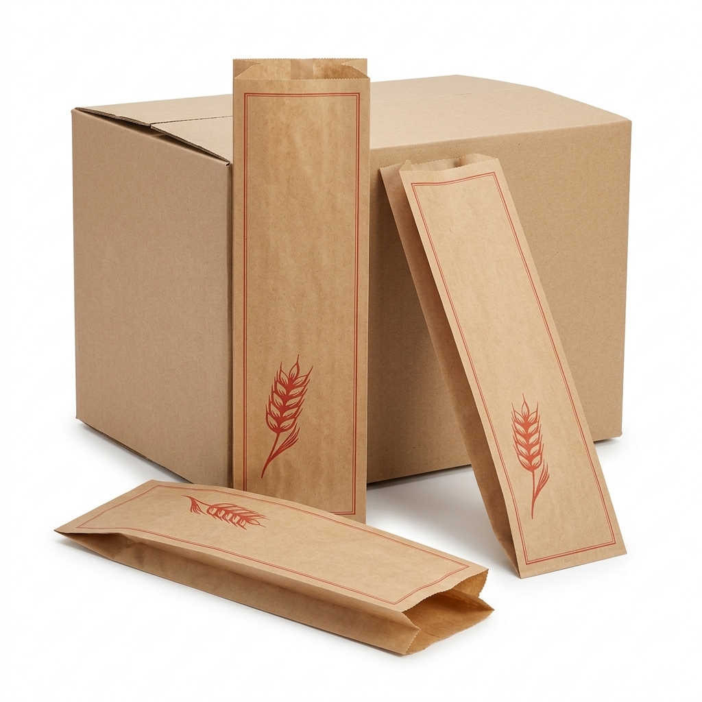 Sacchetto da Pane Decorazione Rossa Kraft 180 × 70 mm, H610 mm FIRST