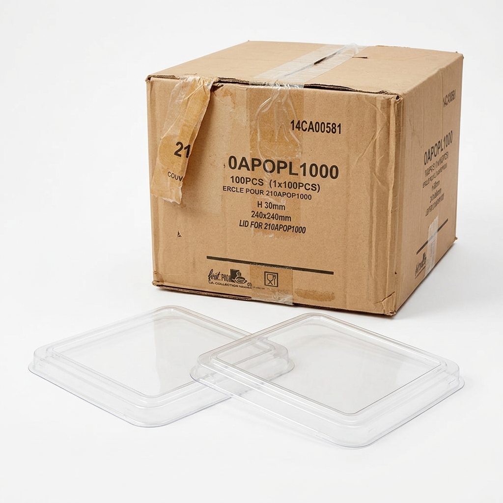 Couvercle Carré en PET 240x240mm H30mm pour 210APOP1000 (100 pcs)