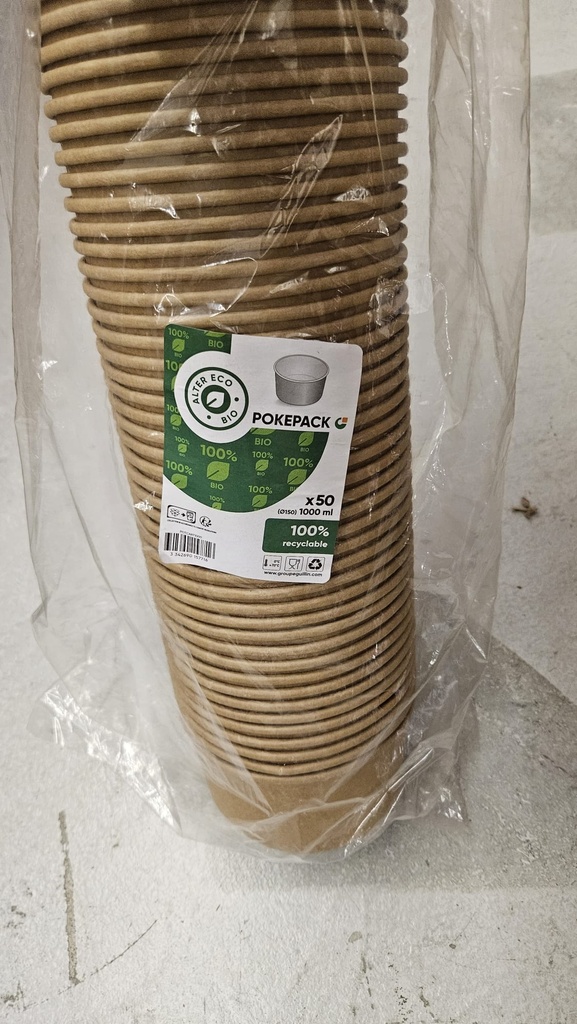 SALAD BOWL POKEPACK DIAM 150MM 1000ML 50PCS PACK AL