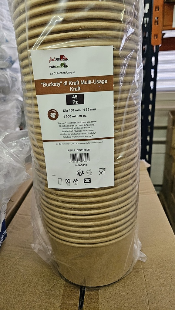 Salatschüssel Kraft Buckaty 1000ml Diam 150mm H75mm 45stk 8pkg krt FIRST