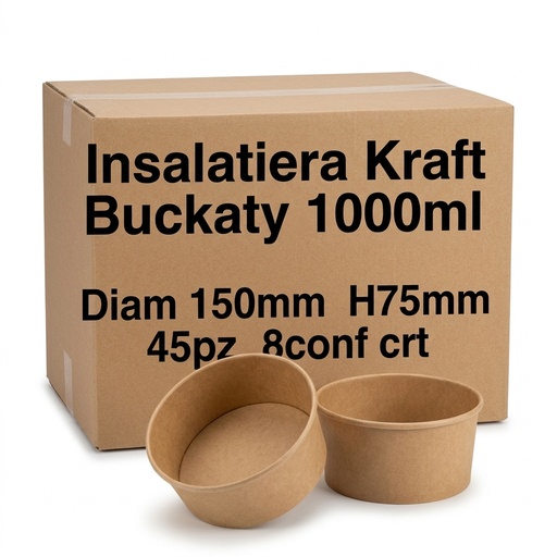 Salatschüssel Kraft Buckaty 1000ml Diam 150mm H75mm 45stk 8pkg Karton FIRST