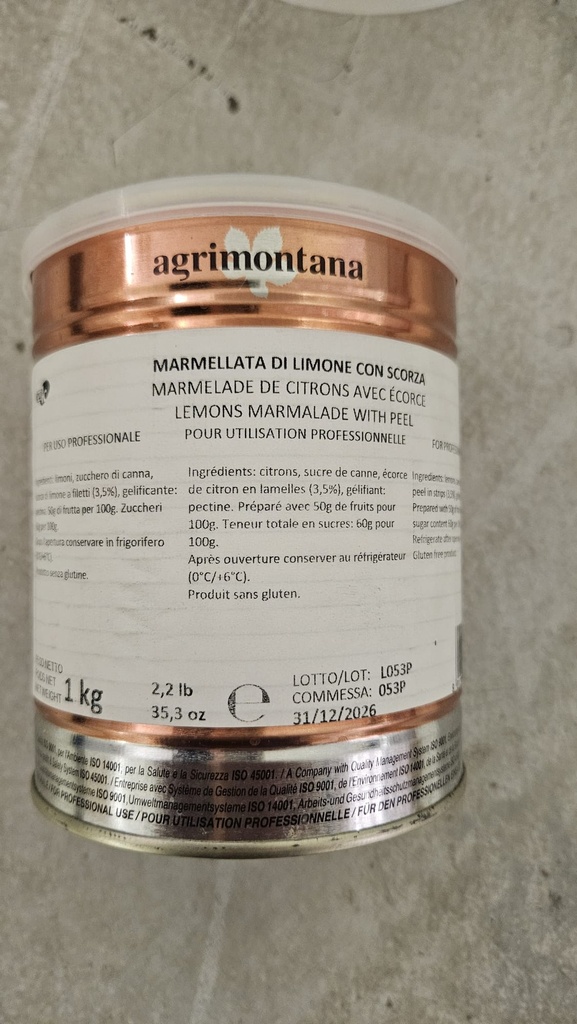 MARMELLATA DI LIMONE 45% CON SCORZA AGRIMONTANA 1KG MIO