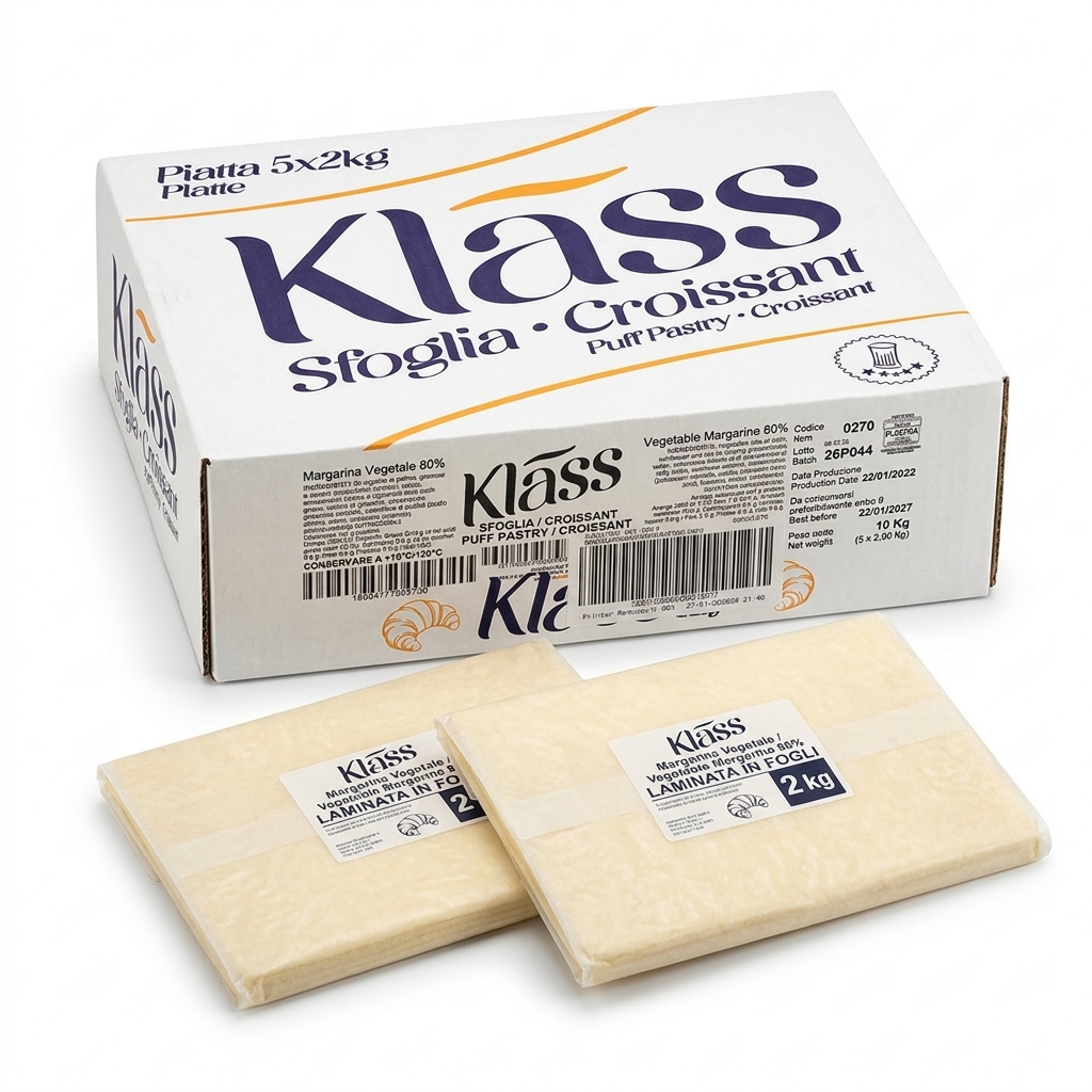 Vegetable Margarine 80% Klass Sheet Margarine for Puff Pastry & Croissant 5x2 kg (Case 10 kg) — Klass
