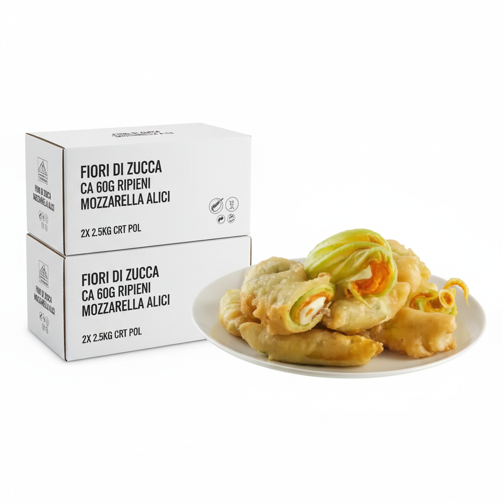 Zucchinibлüten ca. 60g gefüllt mit Mozzarella und Sardellen 2x2.5kg Krt Pol