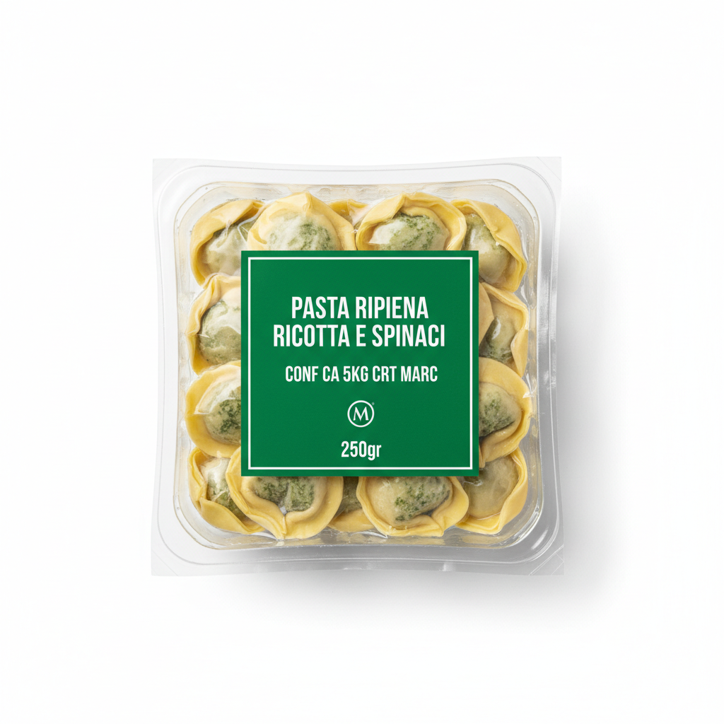 PASTA RIPIENA RICOTTA E SPINACI CONF CA 5KG CRT MARC (Quadrato, Verde, 250gr)
