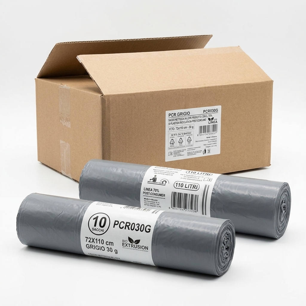 BIODEGRADABLE WASTE BAGS 30 PCS 72X110CM GREY 30GR