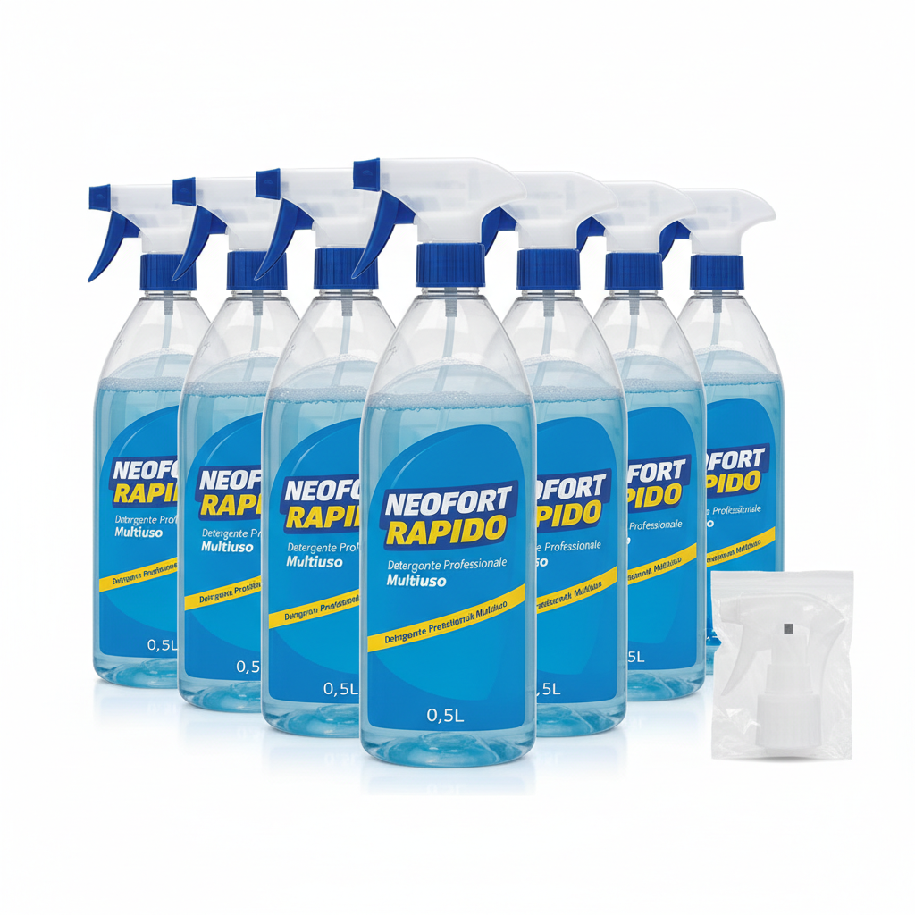 NEOFORT RAPIDO Detergente Professionale 0.75L - Confezione da 6 + 1 Flacone Spray