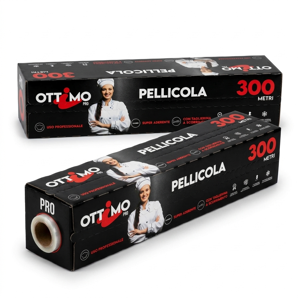 [50004] Film Alimentaire PVC Transparent 29 cm x 300 m avec Trancheur - Ottimo Pro