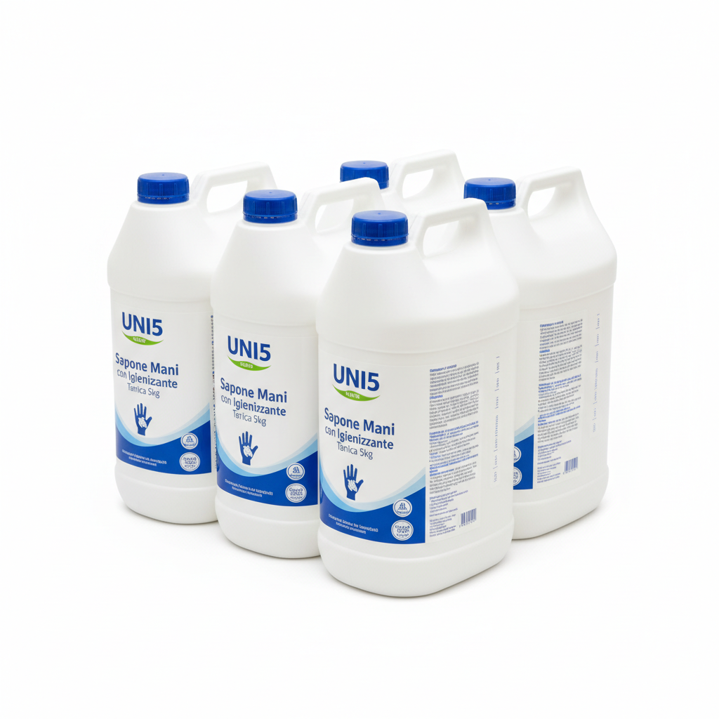 UNI5 Handseife mit Desinfektionsmittel - Kanister 5kg (Packung 4 Stück)