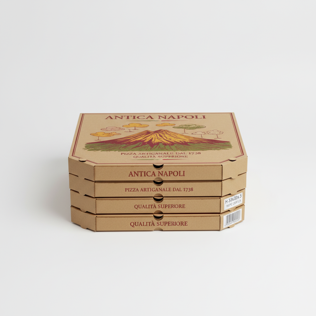Custom Pizza Boxes Antica Napoli H 33x33x3.5 100pcs Pack Lin