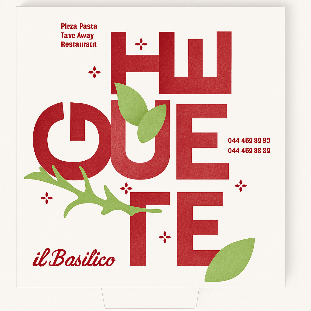 Cartons Pizza Personnalisés Il Basilico C 33x33x4 KBSV 222/E Mod H 33x33x4 100pcs Crt Lin