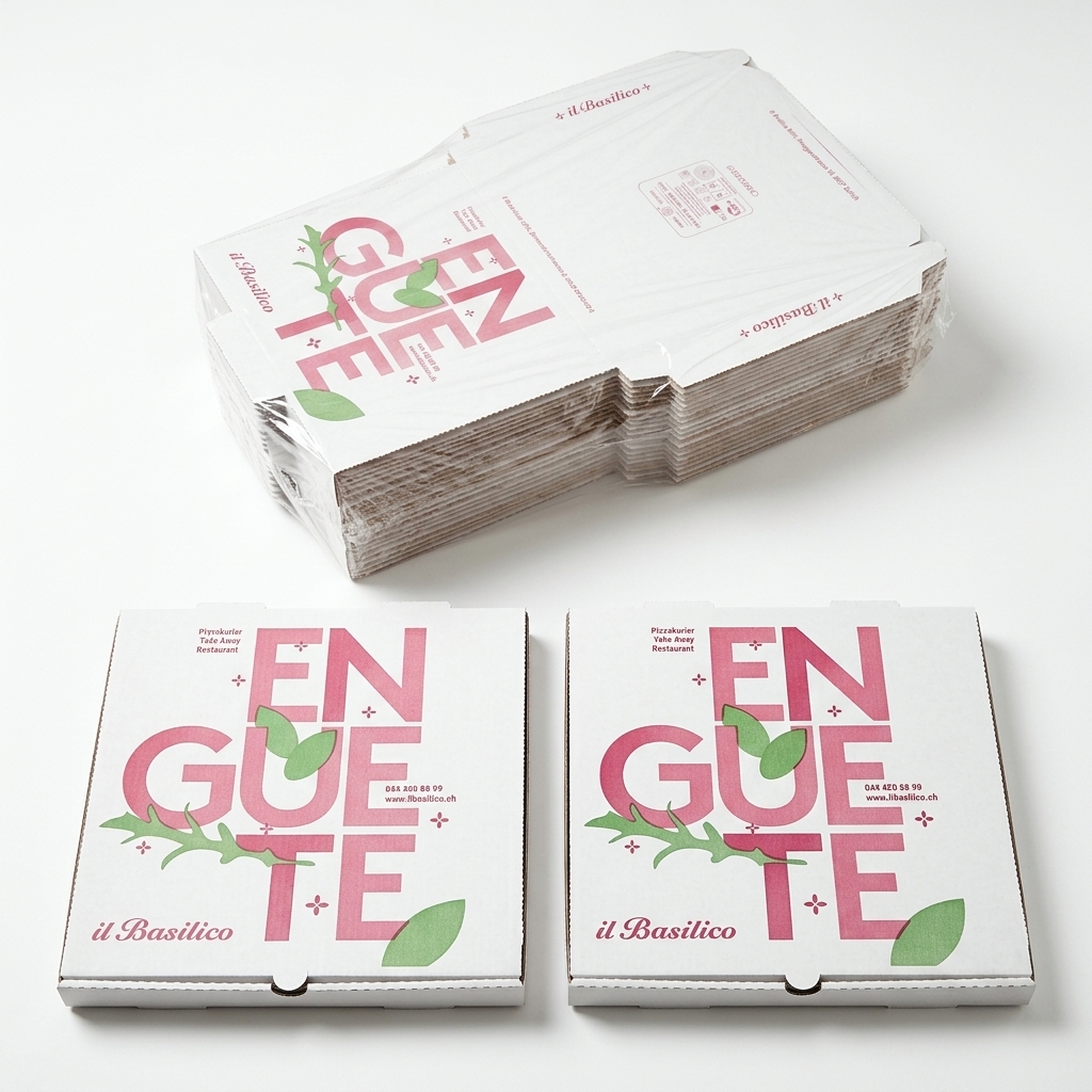 Custom Pizza Box Il Basilico 33x33x4 cm (Pack of 100)