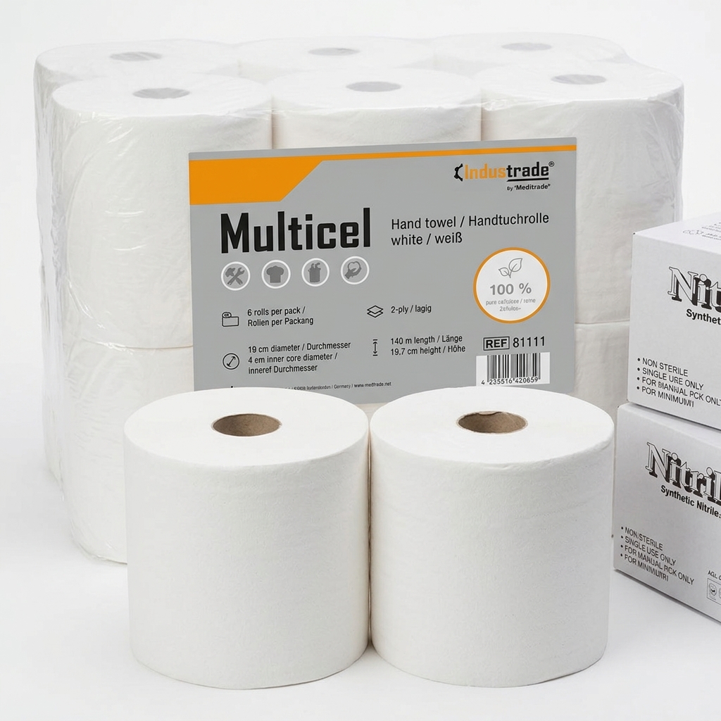 Rouleau Essuie-Mains Multicel 2 Plis Blanc 140 m (6 Rouleaux)