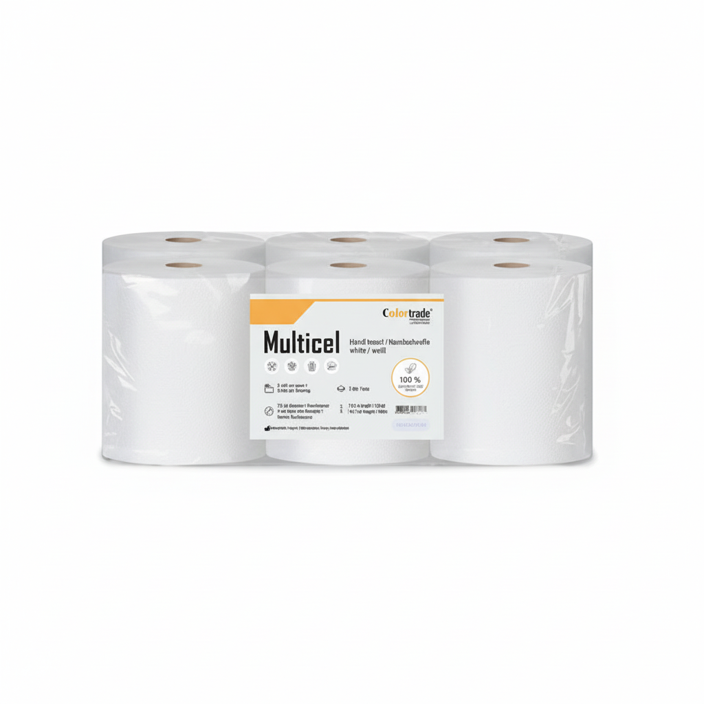 Papierrolle Multicel 2-lagig Weiss h19.7cm Diam19cm 6 Rollen Pkg