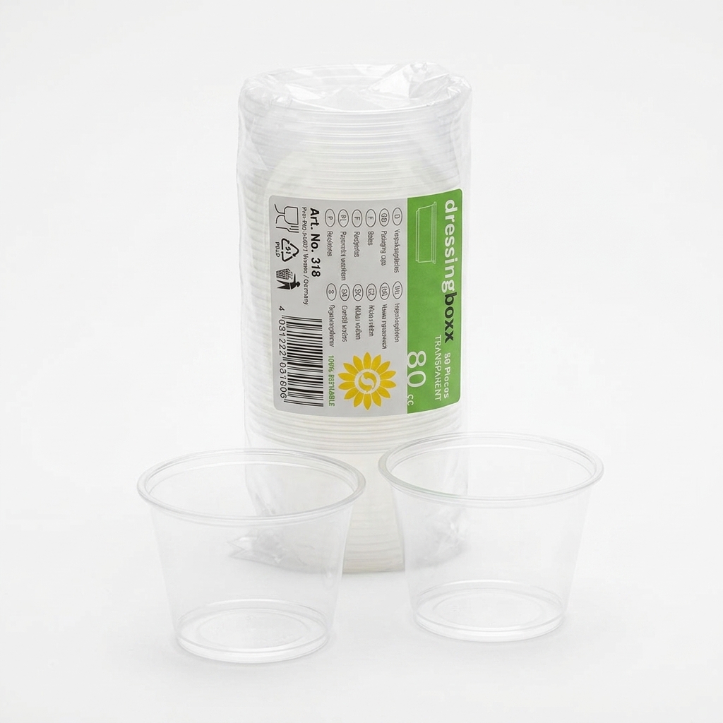 Transparent PP Sauce Cups 80 ml - Pack of 50 Pieces