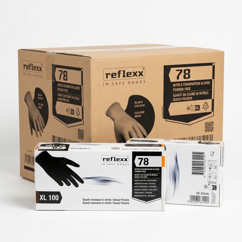[26423] Disposable Black Nitrile Gloves Reflexx 78 Size XL 100 pcs — Reflexx