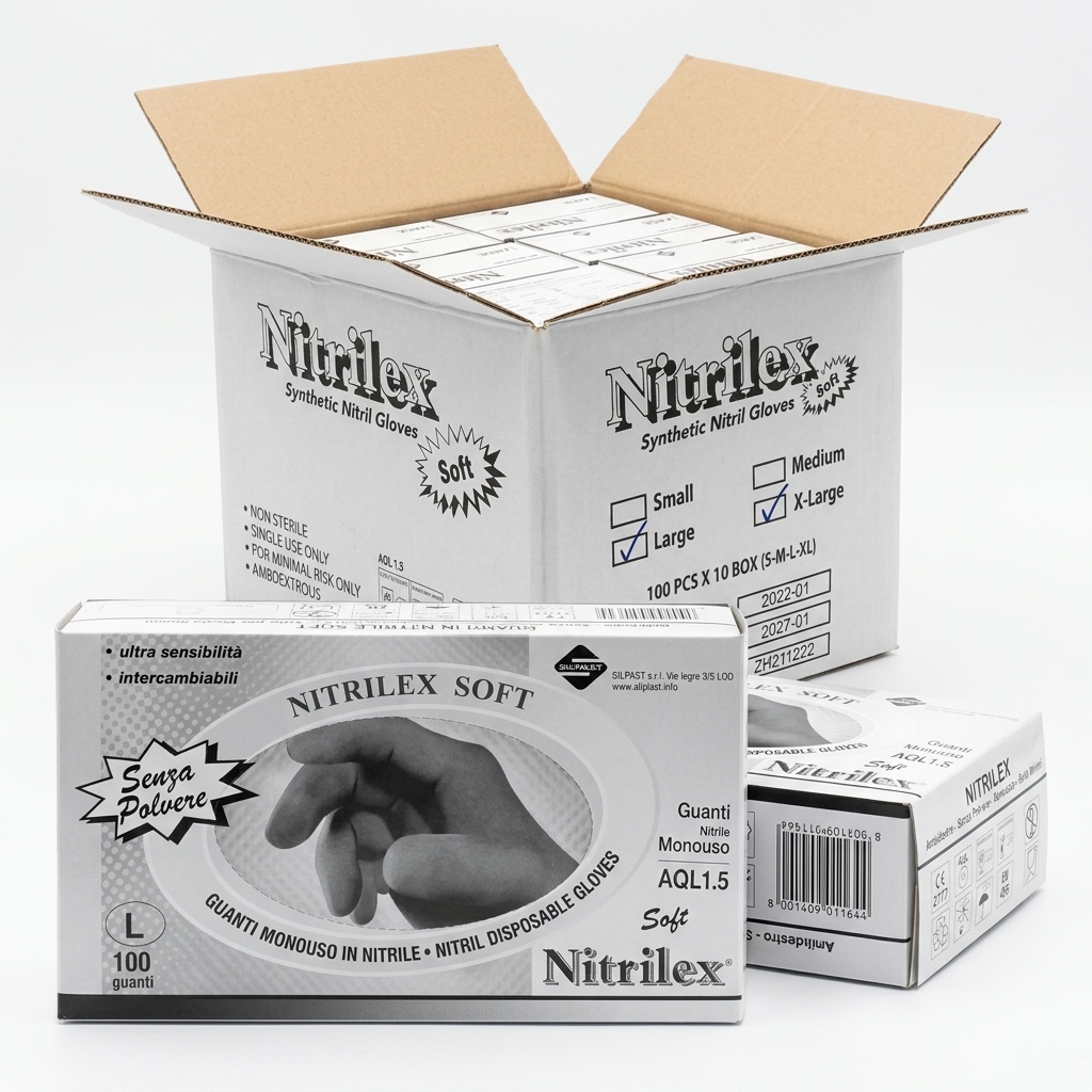 GUANTI MONOUSO IN NITRILE SOFT TAGLIA L 100PZ CONF NITRILEX