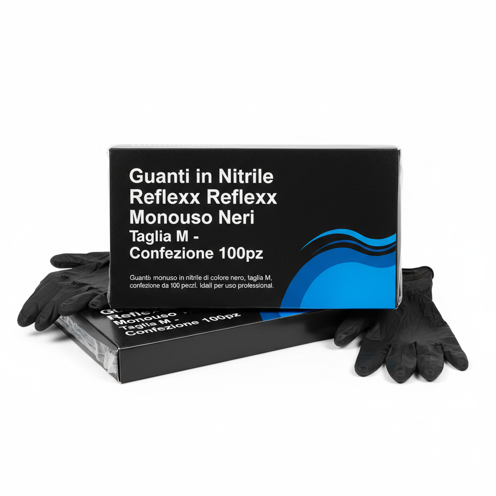 Einweg-Nitrilhandschuhe Reflexx Schwarz Grösse M - Packung 100 Stk